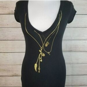 Aritzia Talula 100% Cotton Black Fitted Cap Sleeve Top Graphic Size XS